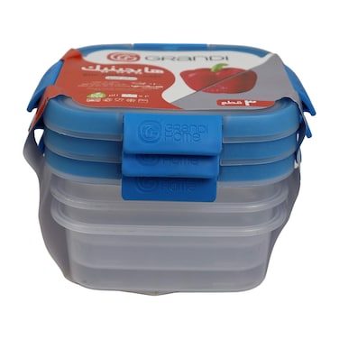 Grandi Home Square Food Container - 1 Liter - 3 Pieces