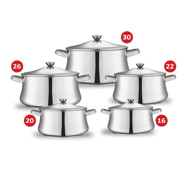 Zahran Stainless Steel Cooking Set - 10 Pieces
