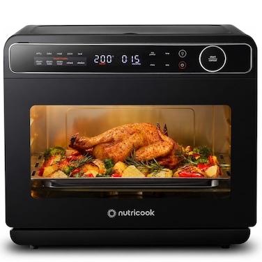 Nutricook Steami X - 10 in 1 Air Fryer Convection Oven with Real Steam Technology for Healthier Cooking 24L  Stainless Steel Interior   Top &amp; Bottom Heating Element   ST330K