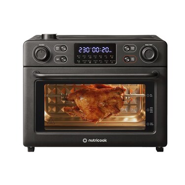 Nutricook Baker&rsquo;s Oven 12-in-1 Air Fryer Toaster Oven 30L with Steam Infusion   360&deg; Turbo Convection, Rotisserie   Stainless steel inner cavity, countertop friendly Beige NC-AFTO330K