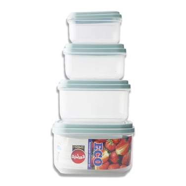 طقم علب حفظ طعام الوطنية مستطيلة - 4 قطع