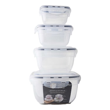 طقم علب حفظ طعام رينامورا مربعة - 4 قطع