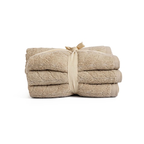 Mehalla Face Towels Set Jacquard - 4 Pieces - Grey