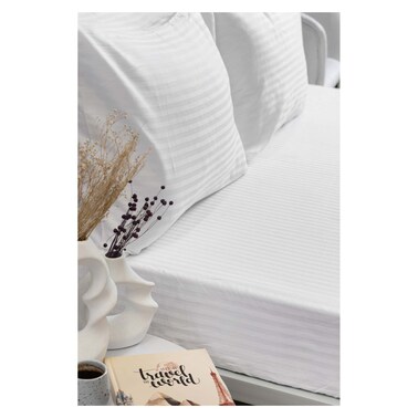 ملايه سرير محلة ستان - ١٦٠×٢٠٠ - ٣ قطع - أبيض