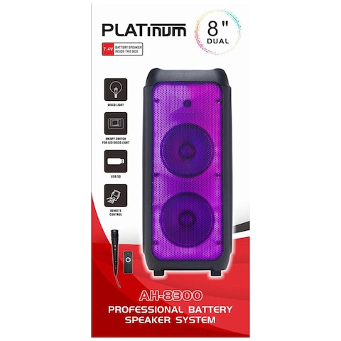 Platinum Trolley Bluetooth Speaker with Attachments - Black - AH-8300