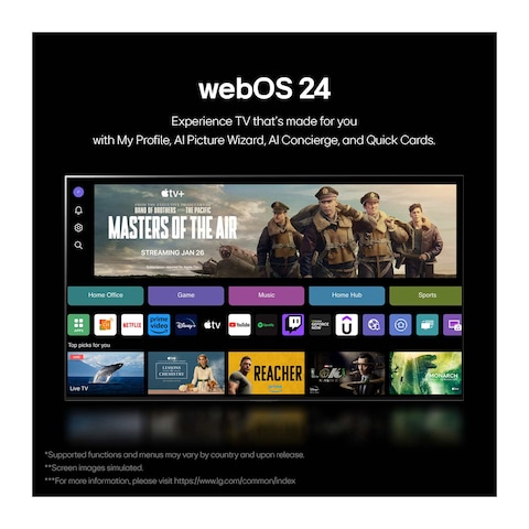 تليفزيون إل جي 65 بوصة كيو نيد 80 4K فائق الدقة سمارت - 65QNED80T6B