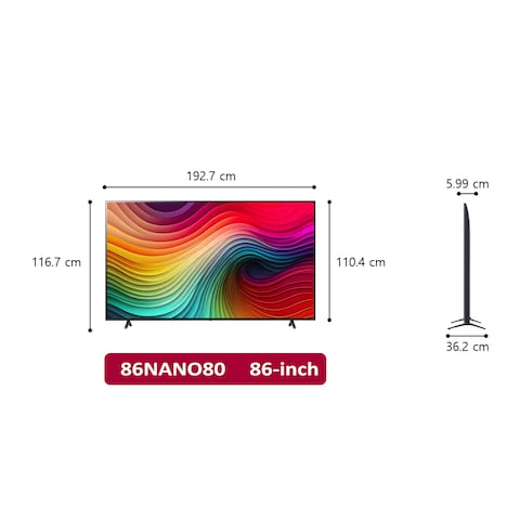 تليفزيون ال جي 86 بوصة نانوسيل AI فائق الدقة 4K سمارت - 86NANO80T6A