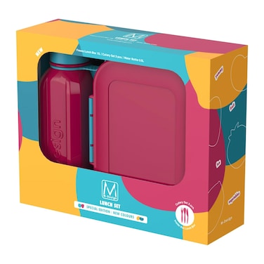 M-Design Lunch Set - Lunch Box - 1.1 Liter  +  Water Bottle - 500 ml - Fuchsia