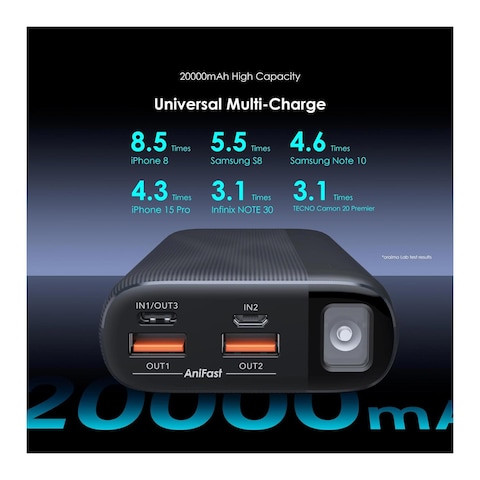 Oraimo Power BankTraveler 20000mAh - 22.5W - Black - 7204Q