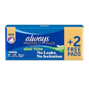 Always Protect Plus Pads With Touch Of Aloe Vera - Extra Long - Maxi Thick - 18 Pads