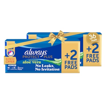 اولويز فوط صحية للحماية المكثفة بلمسة الالوفيرا - طويلة - ماكسي سميكة - 36 فوطة