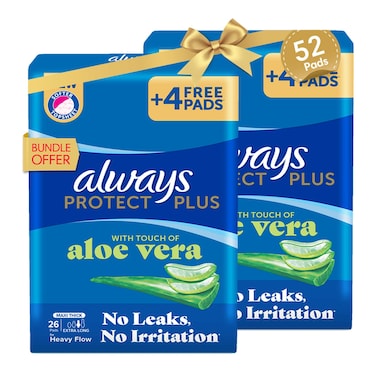 Always Protect Plus Pads with Touch of Aloe Vera - Extra Long - Maxi Thick - 52 Pads