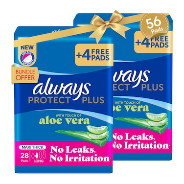 اولويز فوط صحية للحماية المكثفة بلمسة الالوفيرا - طويلة - ماكسي سميكة - 56 فوطة