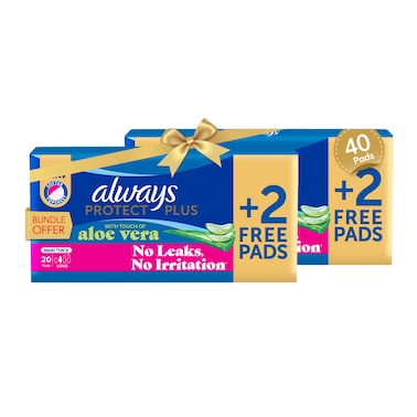 Always Protect Plus Pads with Touch of Aloe Vera - Long - Maxi Thick - 40 Pads