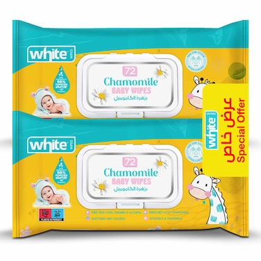 White Baby Wipes - 72 Wipes - 2 Pieces