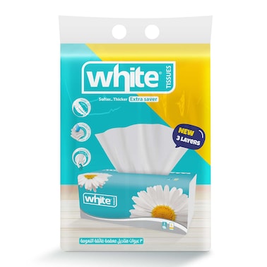 White Facial Tissues - 500 Tissues - 3 Pieces