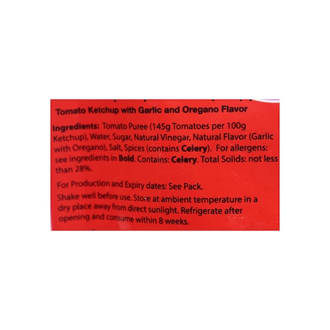 Heinz Tomato Ketchup with Garlic and Oregano - 125 gm