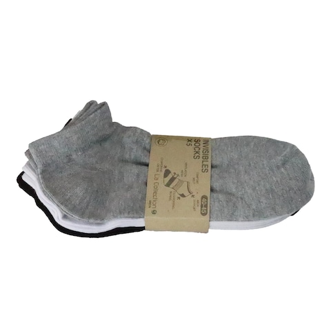 LC MEN SOCKS SHORT 5P BLK/WHT/GRY