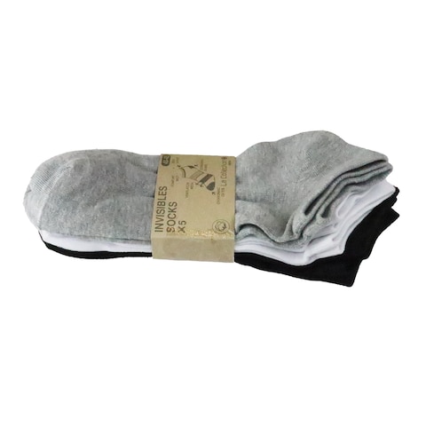 LC MEN SOCKS SHORT 5P BLK/WHT/GRY