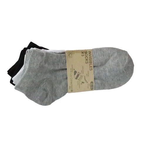 LC MEN SOCKS SHORT 5P BLK/WHT/GRY