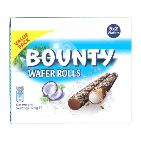 Bounty Coconut Wafer Rolls - 22.5 gm - 5 Count