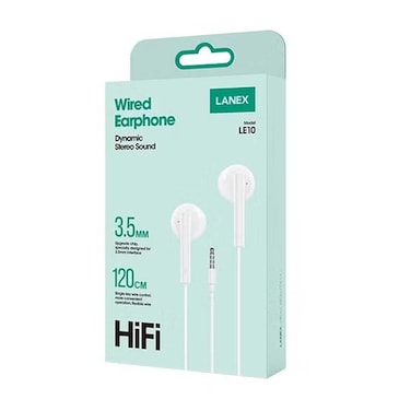 لانيكس سماعة أذن سلكية بصوت ستيريو ديناميكي - أبيض - LE10