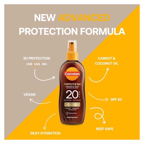 Carroten Protect &amp; Tan Suncare Oil Spray SPF20 - 150ml