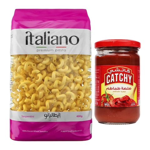 Italiano Serpentini Pasta - 400 gram + Catchy Tomato Paste - 280 gram