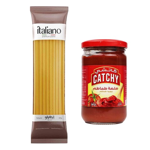 Italiano Fettuccine Pasta - 400 gram + Catchy Tomato Paste - 280 gram