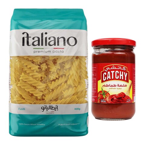 Italiano Fusilli Pasta - 400 gram + Catchy Tomato Paste - 280 gram