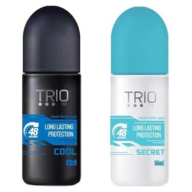 تريو كول مزيل عرق رول اون - 75 مل + مزيل عرق سيكريت رول اون - 75 مل