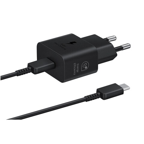 رأس شاحن حائطي سامسونج سريع 25 واط مع كابل تايب سي - أسود - T2510XBEGWW