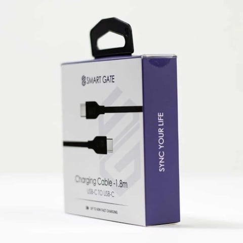Smart Gate USB-C to USB-C Fast PVC Cable - 1.8 Meter - Black - PCCF180B