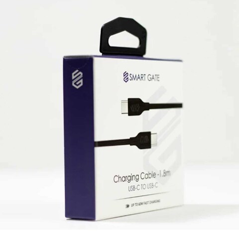 Smart Gate USB-C to USB-C Fast PVC Cable - 1.8 Meter - Black - PCCF180B