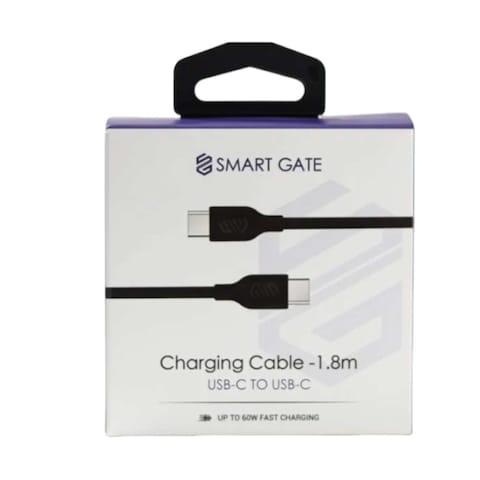 Smart Gate USB-C to USB-C Fast PVC Cable - 1.8 Meter - Black - PCCF180B