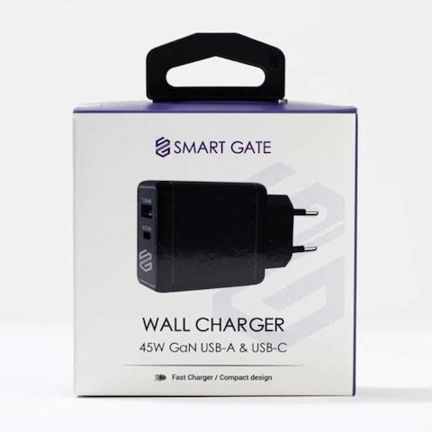 شاحن سمارت جيت - منفذ شحن مزدوج USB-A و USB-C - 45 واط - أسود - 45CAGANB