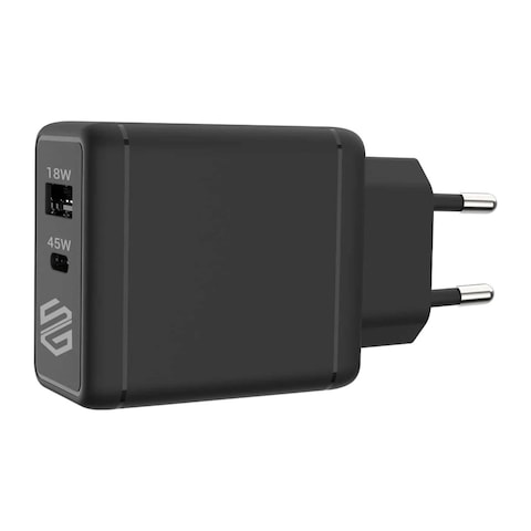 شاحن سمارت جيت - منفذ شحن مزدوج USB-A و USB-C - 45 واط - أسود - 45CAGANB