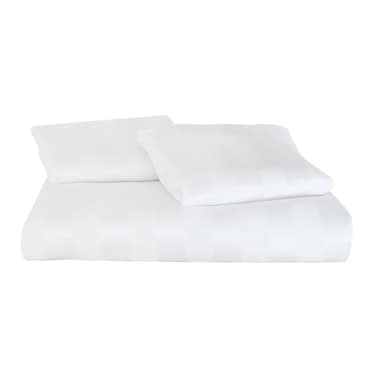 ملاية سرير مخططة لا كوليكشن بحواف مطاطية - 160*200 سم- أبيض