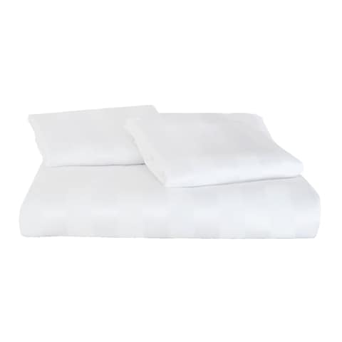 La Collection Fitted Stripe Bed Sheet - 160x200 Cm - White