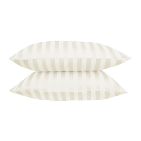 La Collection Wide Stripe Pillow Case - 50x70 Cm - 2Pieces - Offwhite