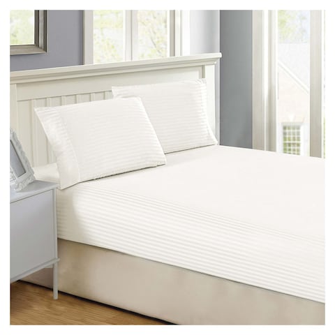 La Collection Fitted Stripe Bed Sheet - 120x200 Cm -Offwhite
