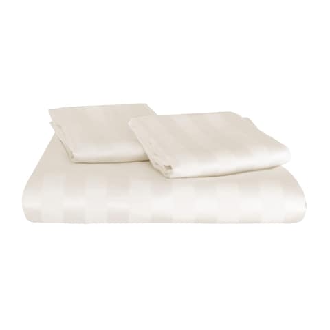 La Collection Fitted Stripe Bed Sheet - 180x200 Cm -Offwhite