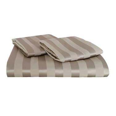 ملاية سرير مخططة لا كوليكشن بحواف مطاطية - 180*200 سم- بيج