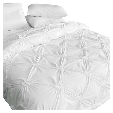 4 Bed Comforter Embroidered Set - 3 Pieces - Offwhite