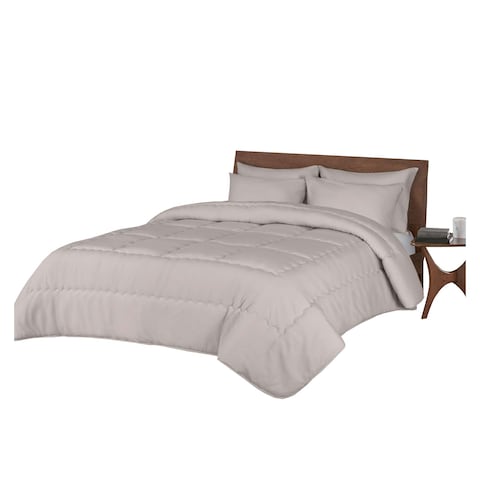 4 Bed Comforter Plain - 180 x 235 Cm  - Caffe
