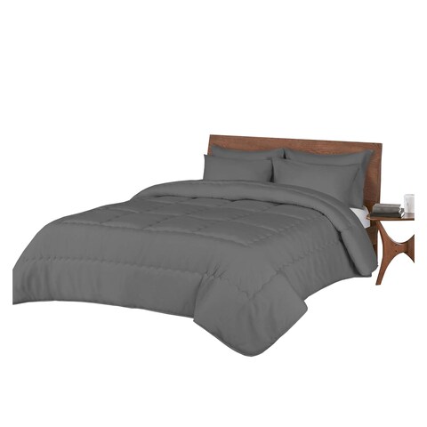 4 Bed Comforter Plain - 180 x 235 Cm - Gray