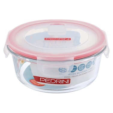 بيدريني علبة حفظ طعام زجاجية دائرية - 650 مل