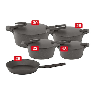 طقم حلل بايركس جرانيت - 9 قطع