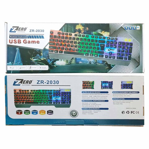 Zero Wired Gaming Keyboard English and Arabic - ZR-2030