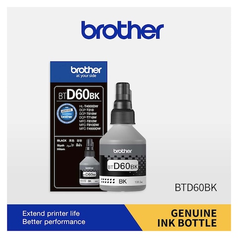 Brother Printer Inks - Black D60BK + Cyan - BT5000C + Magenta - BT5000M + Yellow - BT5000Y